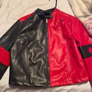 Hot Topic Harley Quinn Cropped Leather Jacket
